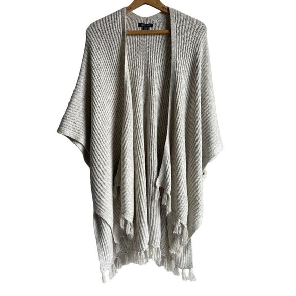 American Eagle Tassel Relaxed Oversized Open Cardigan Sweater Gray One Size - Picture 2 of 9